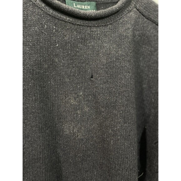 Lauren Ralph Lauren Sweater Womens Large Black Angora Cashmere Wool Roll Neck - Picture 2 of 9